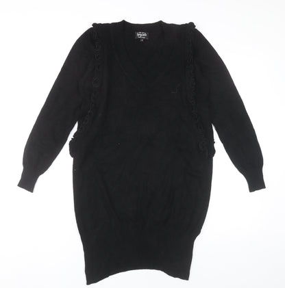 Marks and Spencer Women’s Black Jumper Dress Size 12 V-Neck Long Sleeve