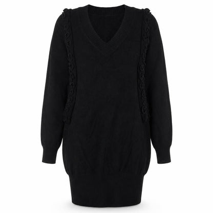 Marks and Spencer Women’s Black Jumper Dress Size 12 V-Neck Long Sleeve