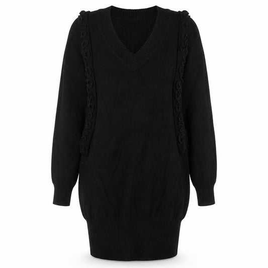 Marks and Spencer Women’s Black Jumper Dress Size 12 V-Neck Long Sleeve
