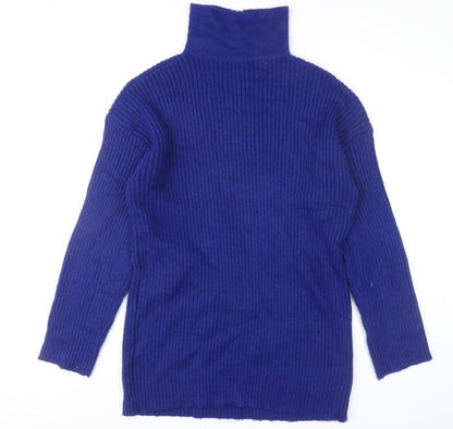 New Look Women Tall Blue Knit Sweater Dress UK 20 Long Sleeve High Neck