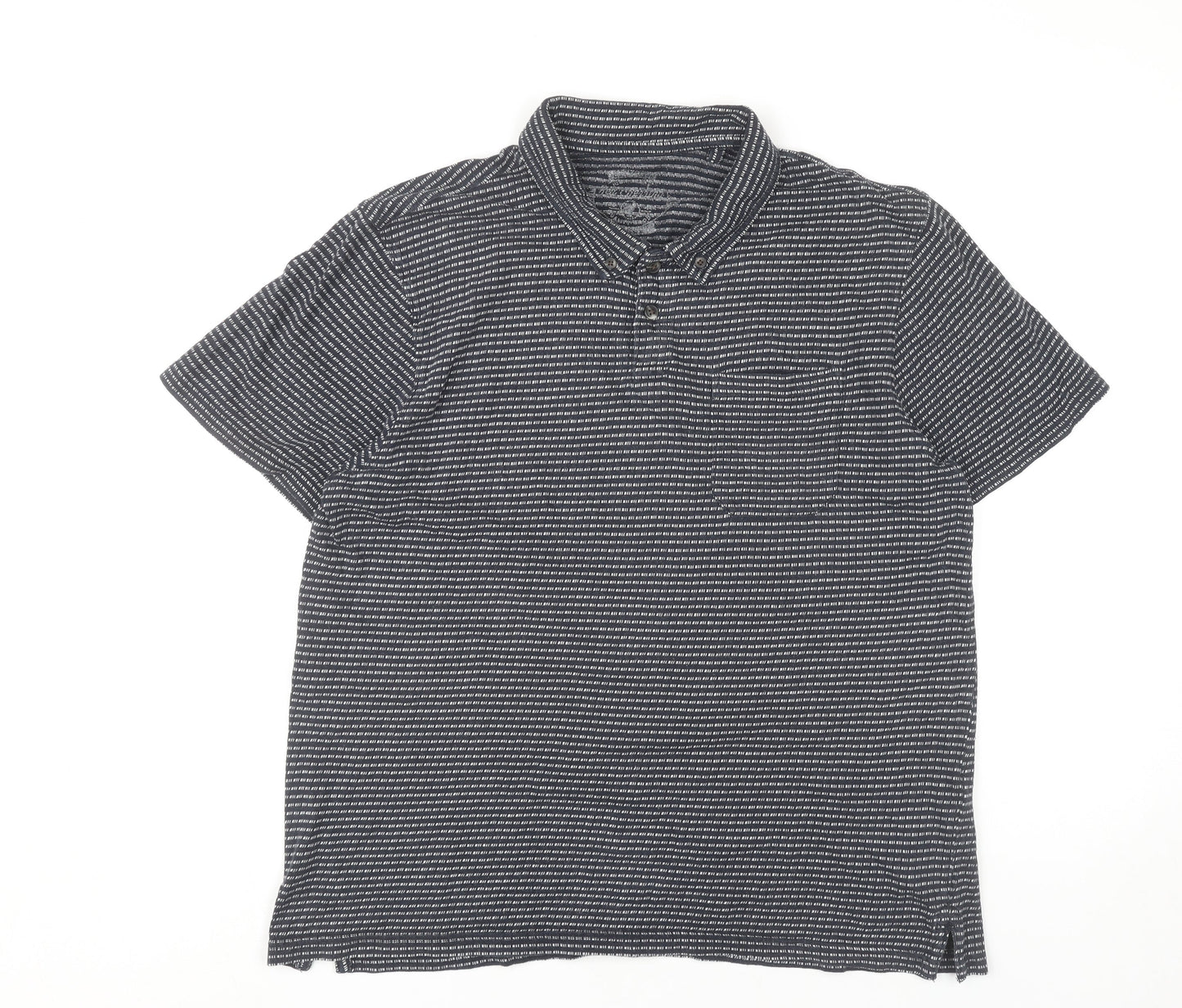 Red Herring Men’s Black Striped Cotton Polo Shirt Size L