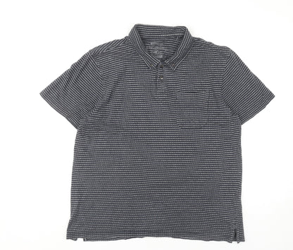 Red Herring Men’s Black Striped Cotton Polo Shirt Size L