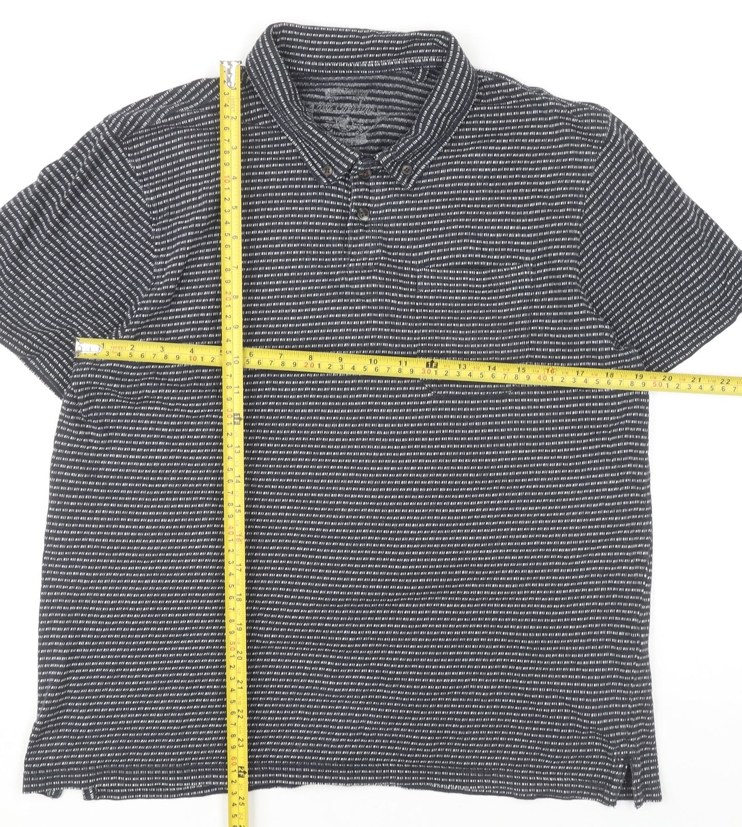 Red Herring Men’s Black Striped Cotton Polo Shirt Size L