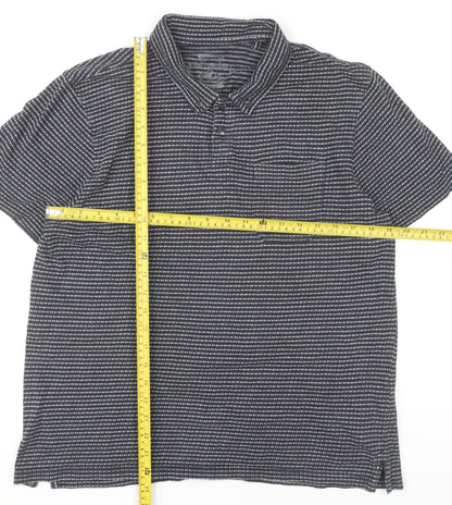 Red Herring Men’s Black Striped Cotton Polo Shirt Size L