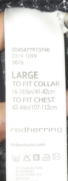 Red Herring Men’s Black Striped Cotton Polo Shirt Size L