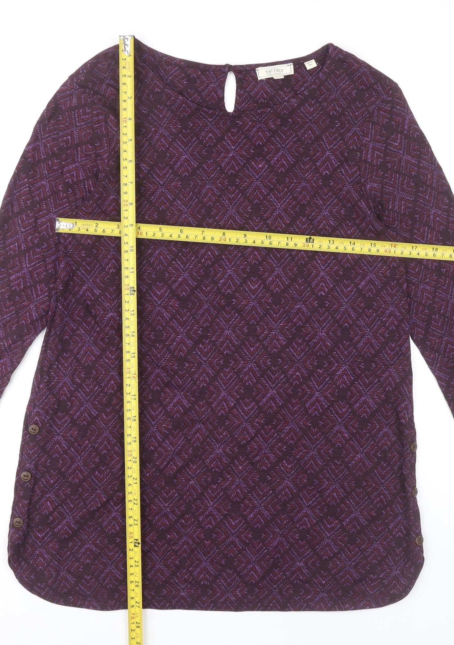 Womens UK Size 6 Fat Face Purple Tunic Blouse