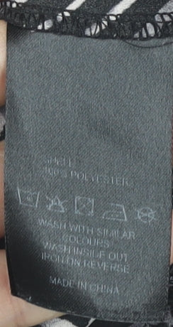 Paraphrase Womens Black Geometric Blouse Size 12 Short Sleeve