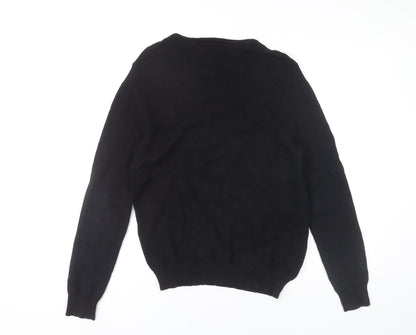 Zara Man Black Crew Neck Pullover Jumper Mens M Regular Fit
