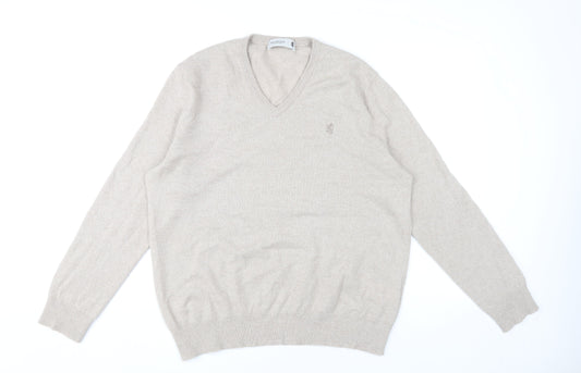 Pringle of Scotland Mens Beige Wool V-Neck Jumper L