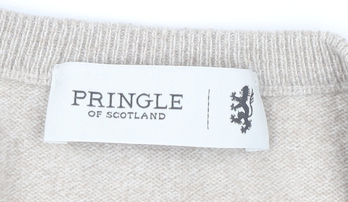 Pringle of Scotland Mens Beige Wool V-Neck Jumper L