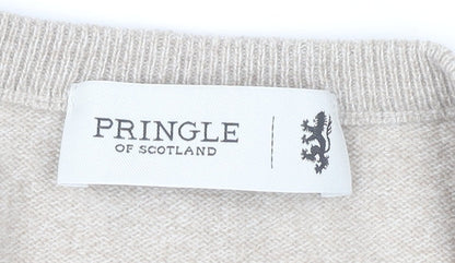 Pringle of Scotland Mens Beige Wool V-Neck Jumper L