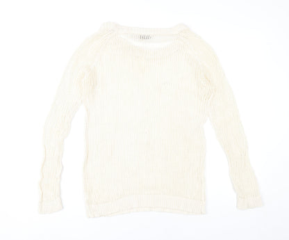 RD Style Women’s Ivory Open-Knit Cotton Jumper Size M