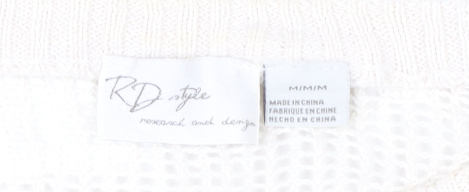RD Style Women’s Ivory Open-Knit Cotton Jumper Size M
