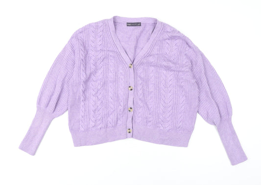 Womens UK Size M Marks and Spencer Purple Cardigan Jumper