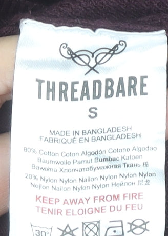 Threadbare Mens Purple Collared Half Zip Jumper Size S Cotton Blend