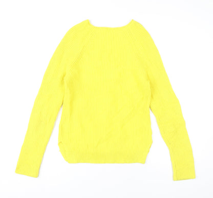 Gap Womens Yellow Crew Neck Chunky Knit Pullover Jumper Size M
