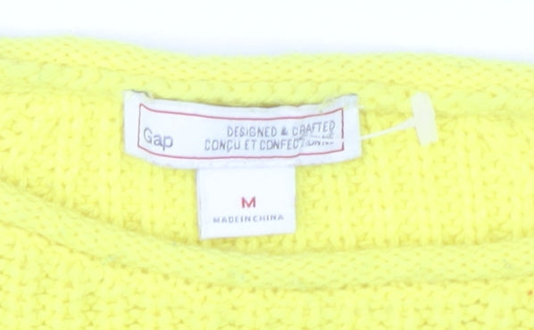 Gap Womens Yellow Crew Neck Chunky Knit Pullover Jumper Size M