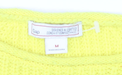 Gap Womens Yellow Crew Neck Chunky Knit Pullover Jumper Size M