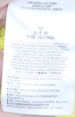 Gap Womens Yellow Crew Neck Chunky Knit Pullover Jumper Size M