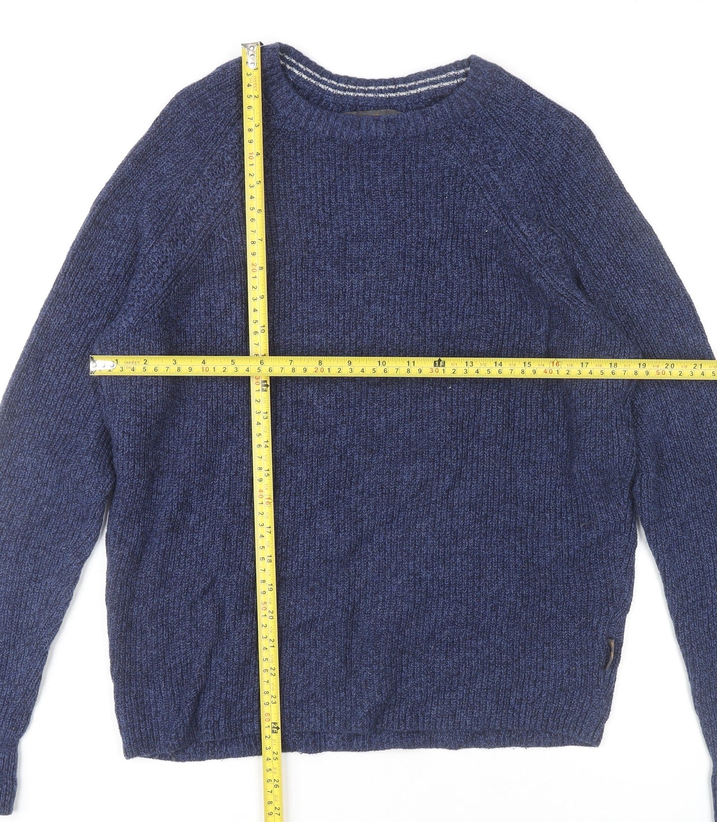 Ben Sherman Men’s Blue Wool Nylon Pullover Jumper Size L Knitwear