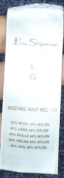 Ben Sherman Men’s Blue Wool Nylon Pullover Jumper Size L Knitwear