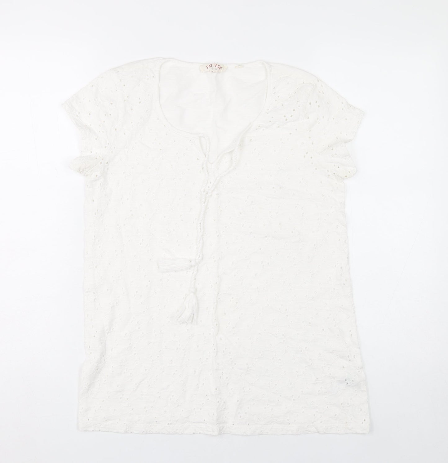 Womens UK Size 8 Fat Face White Tunic Blouse