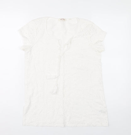 Womens UK Size 8 Fat Face White Tunic Blouse