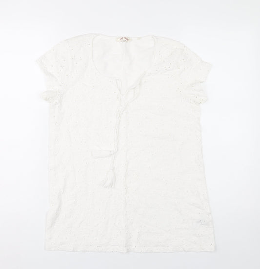 Womens UK Size 8 Fat Face White Tunic Blouse