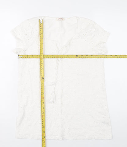 Womens UK Size 8 Fat Face White Tunic Blouse