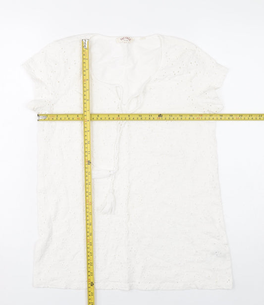 Womens UK Size 8 Fat Face White Tunic Blouse