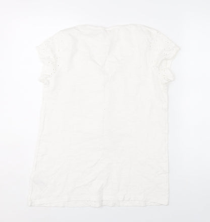 Womens UK Size 8 Fat Face White Tunic Blouse