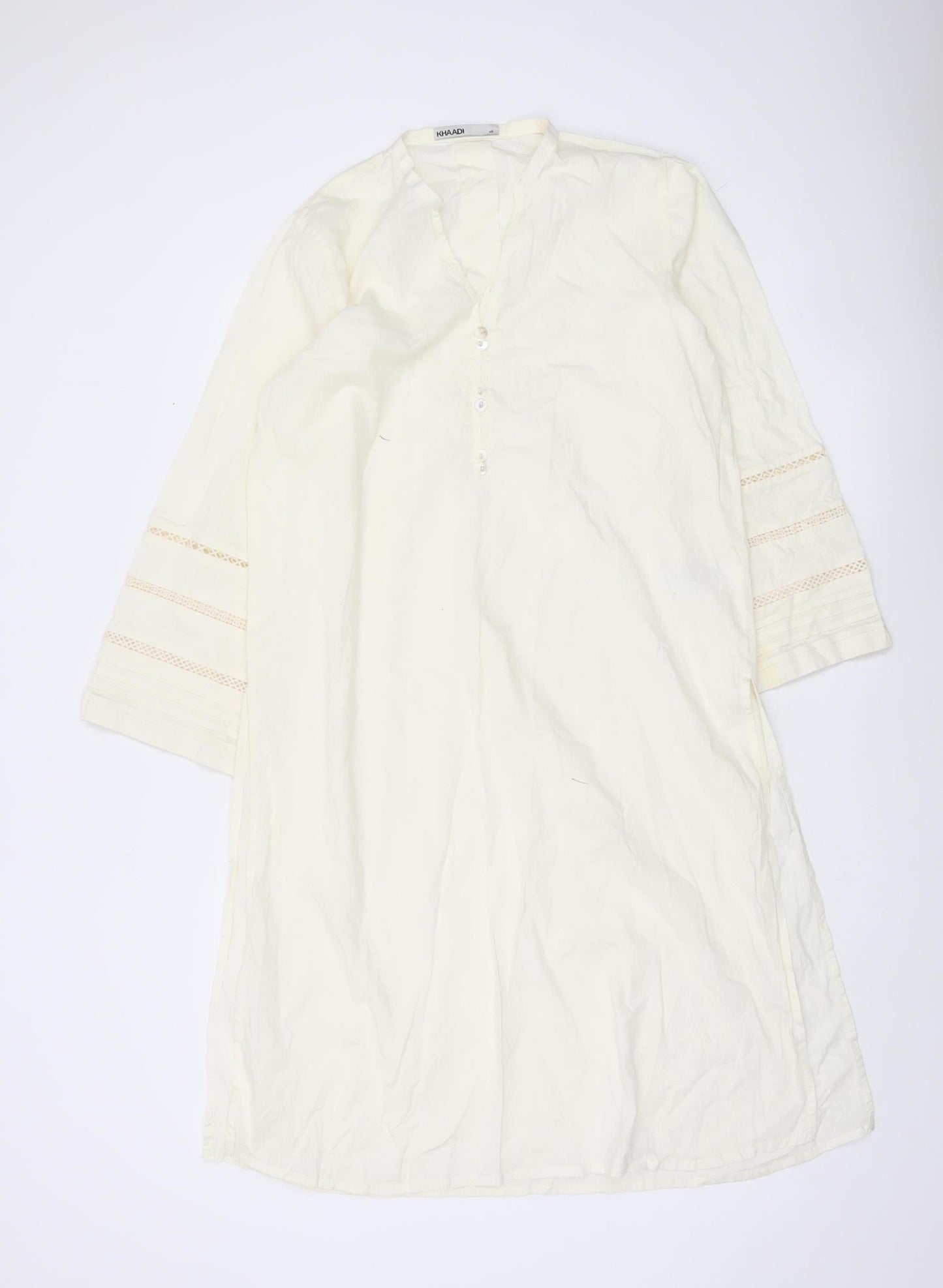 Khaadi Women’s Ivory Cotton Kaftan Dress Size 10 Casual Travel