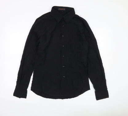 TIPO'S Men's Black Slim Fit Long Sleeve Button-Up Shirt XL