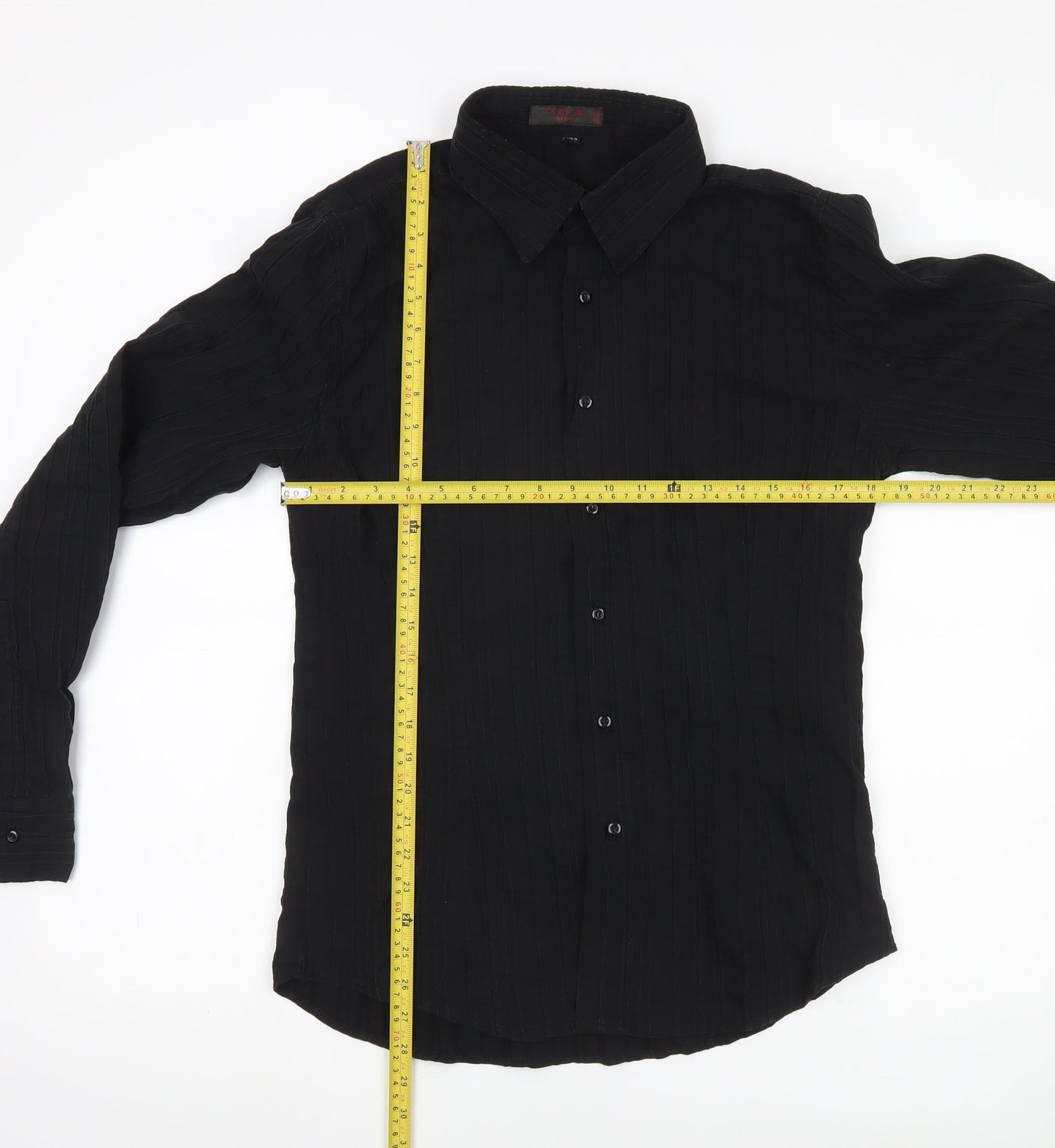 TIPO'S Men's Black Slim Fit Long Sleeve Button-Up Shirt XL