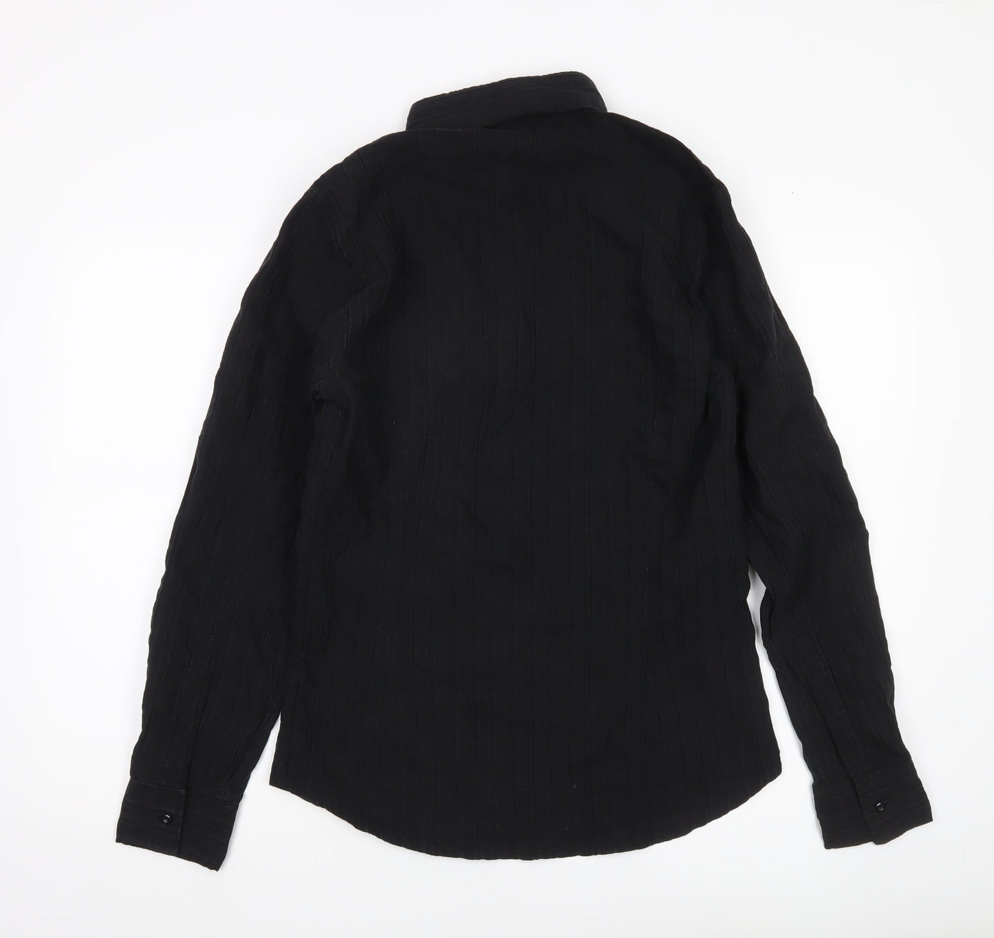TIPO'S Men's Black Slim Fit Long Sleeve Button-Up Shirt XL