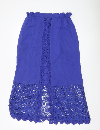 Solitaire Swim Women’s Blue Crochet Lace Midi Skirt Size M Bohemian Rayon