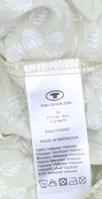Womens UK Size 6 TOM TAILOR Green Tunic Blouse