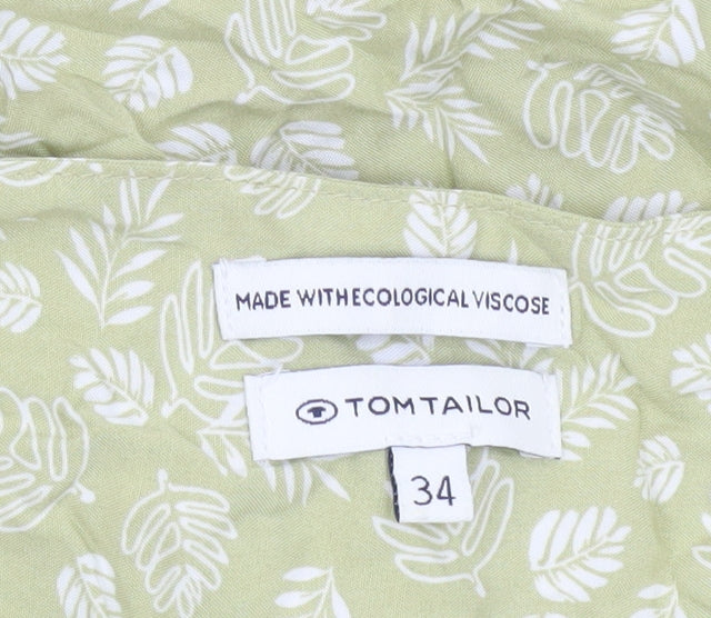 Womens UK Size 6 TOM TAILOR Green Tunic Blouse