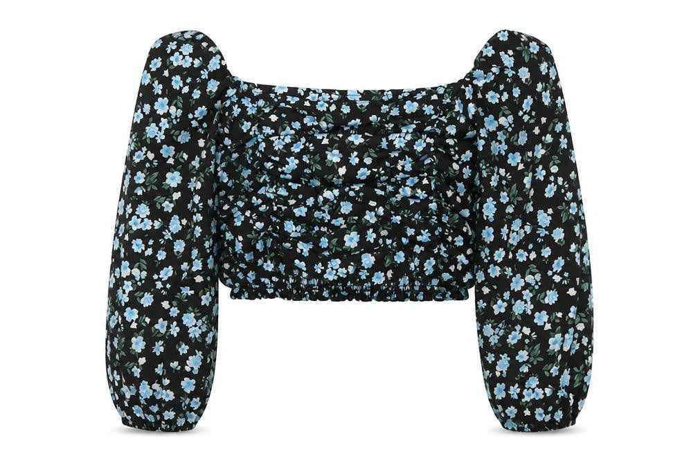 Womens UK Size 6 Boohoo Black Cropped Blouse