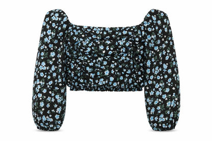 Womens UK Size 6 Boohoo Black Cropped Blouse