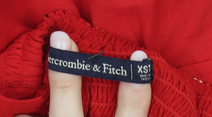 Abercrombie & Fitch Women’s Red Floral XS A-Line Short Sleeve Dress