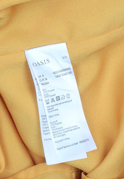 Oasis Women’s Yellow Ruffle Asymmetric Sheath Dress UK 8
