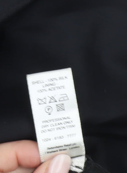 Debenhams Womens Black Silk Embroidered Midi Skirt Size 12