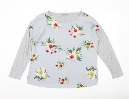 Marks and Spencer Women’s Grey Floral Blouse UK 14 Long Sleeve Tunic