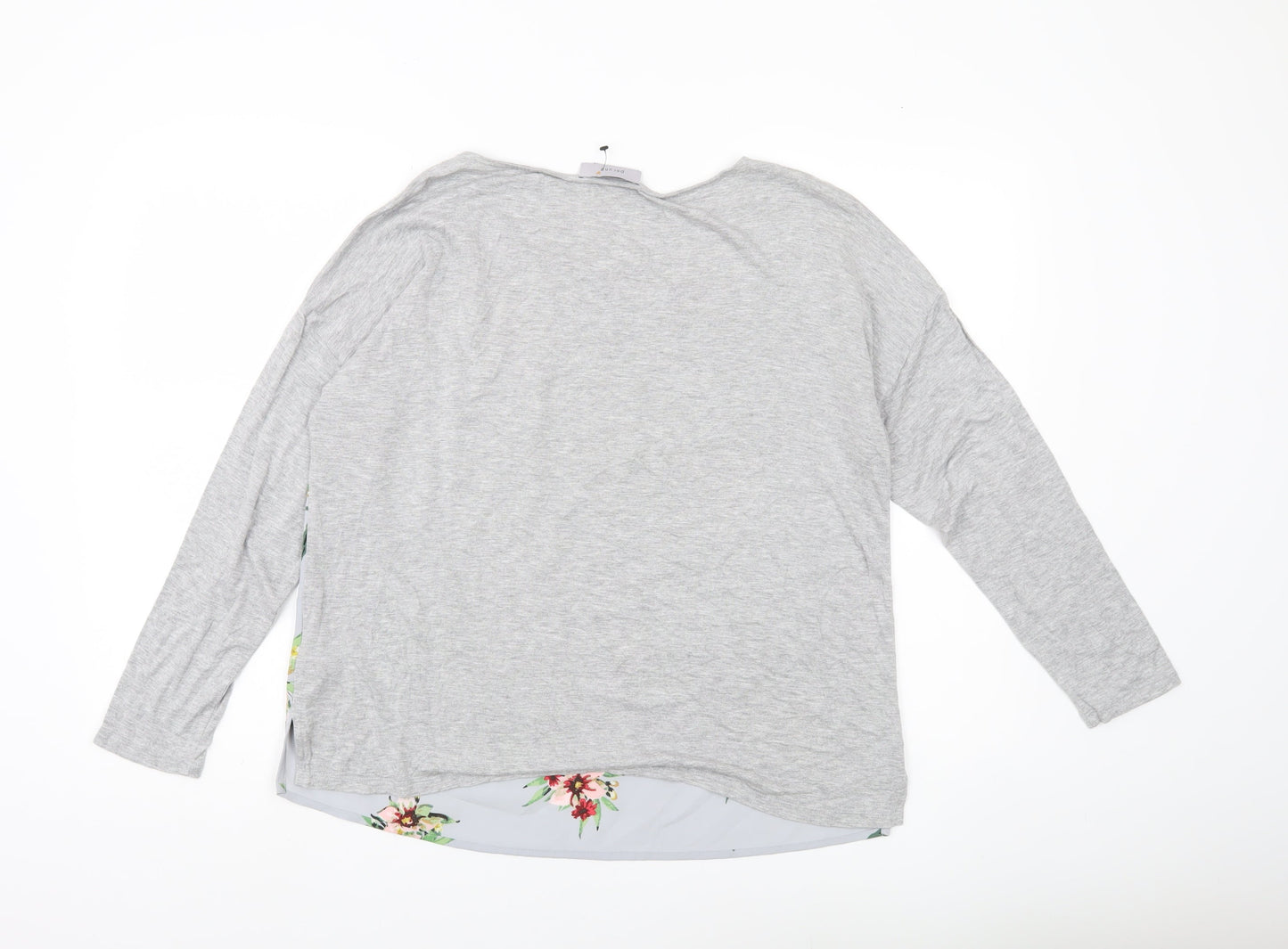 Marks and Spencer Women’s Grey Floral Blouse UK 14 Long Sleeve Tunic