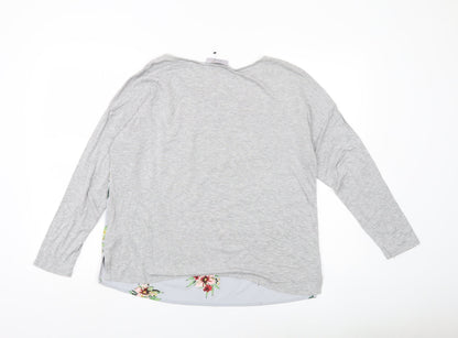 Marks and Spencer Women’s Grey Floral Blouse UK 14 Long Sleeve Tunic