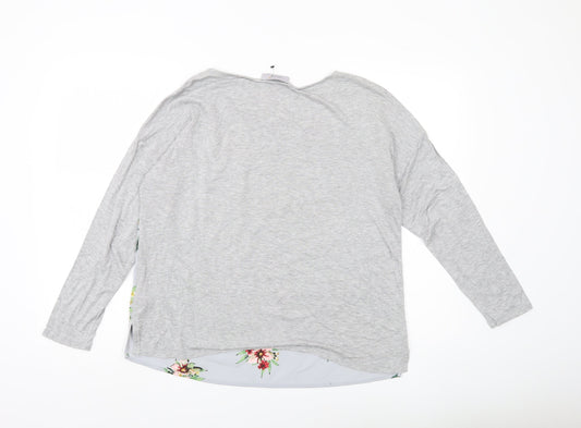 Marks and Spencer Women’s Grey Floral Blouse UK 14 Long Sleeve Tunic
