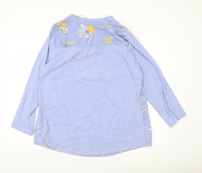 Bonmarché Womens Blue Floral Button-Up Tunic Shirt Size 16