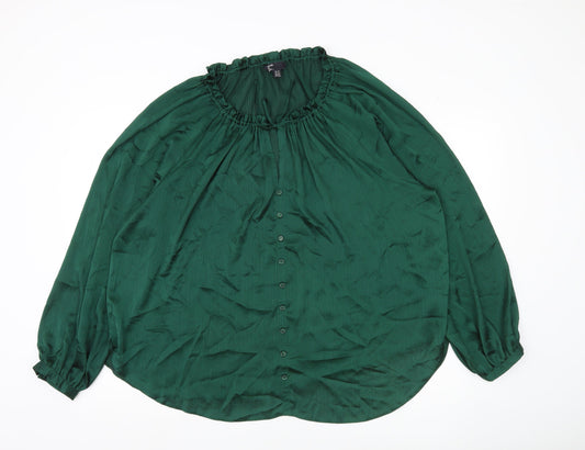 Womens UK Size 20 Friends Like These Green Basic Blouse