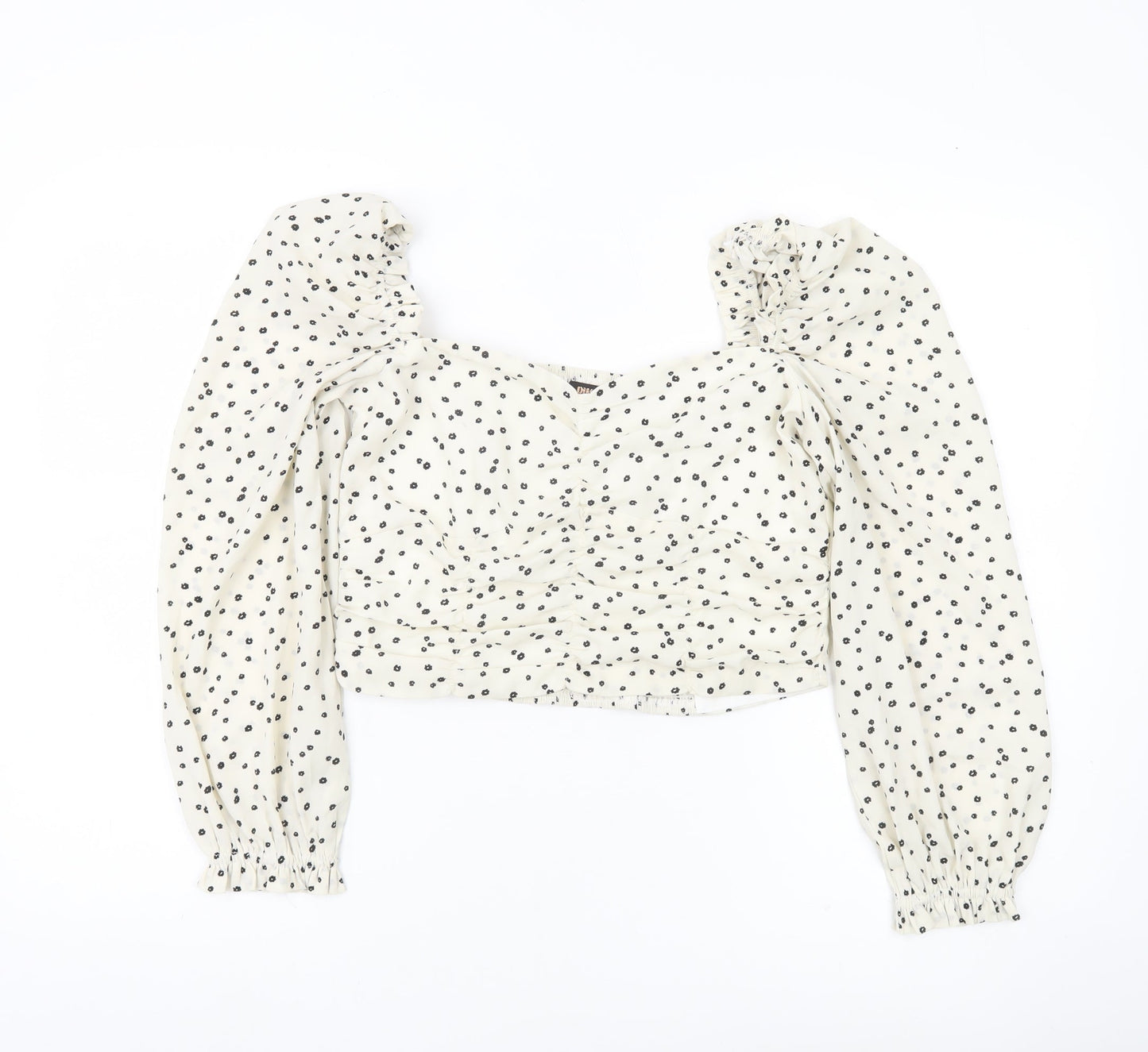 Womens UK Size 12 Pink Vanilla White Cropped Blouse